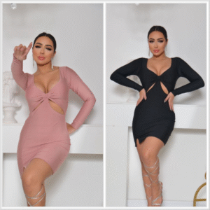 Mulheres vestindo vestidos marrons elegantes.